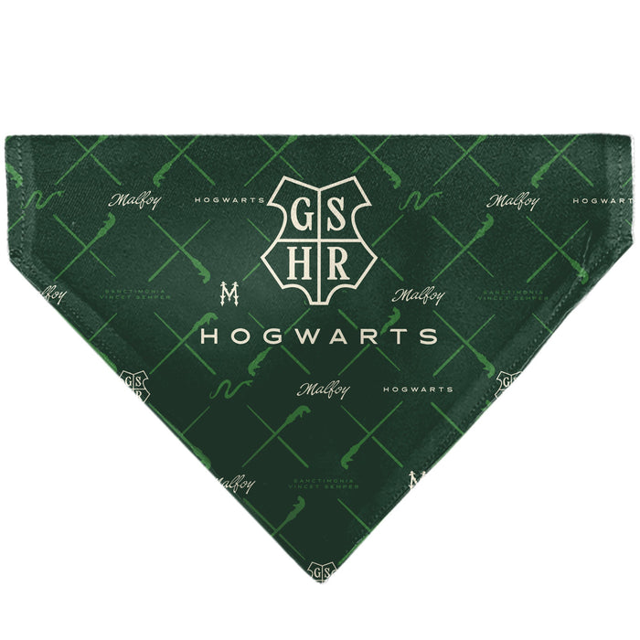Pet Bandana - HOGWARTS MALFOY Monogram Icons Greens/White