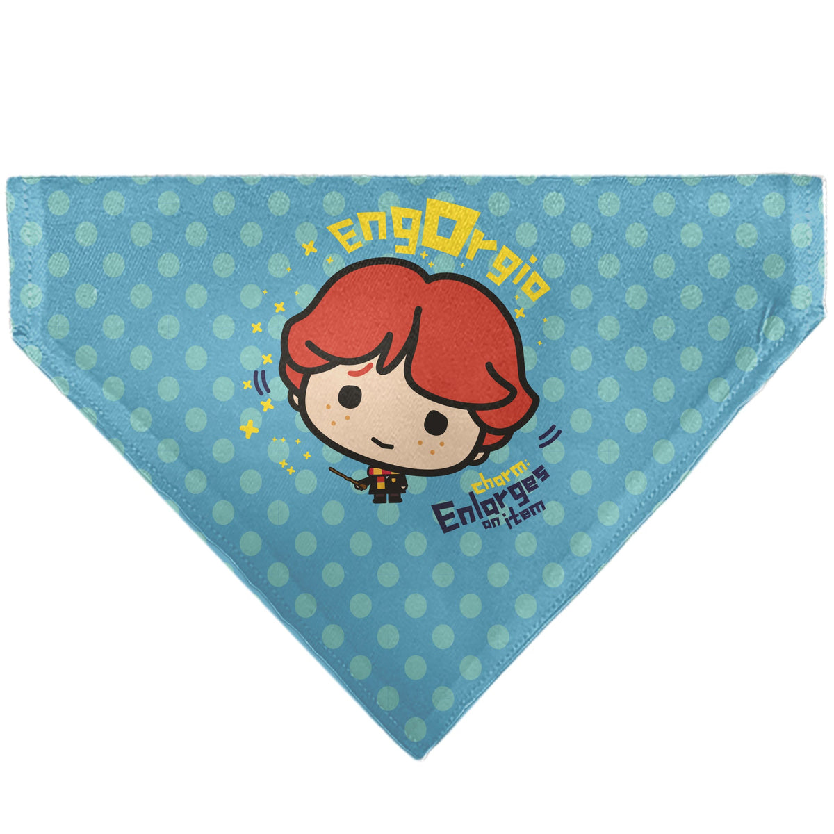 Pet Bandana - Chibi Harry Potter ENGORGIO CHARM Pose Polka Dot Blues