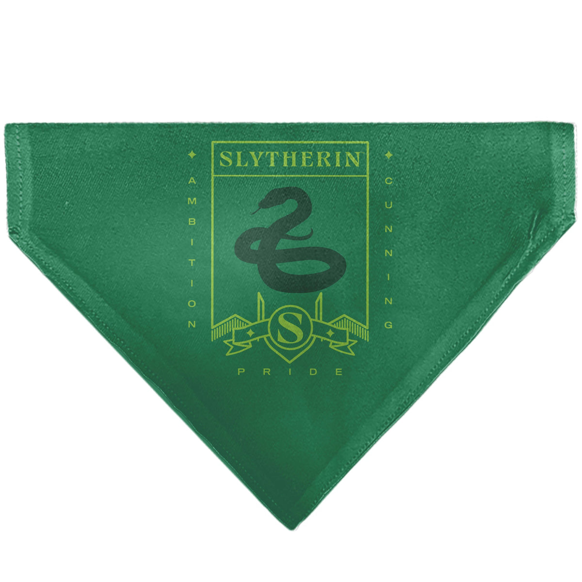 Pet Bandana - Harry Potter SLYTHERIN Traits Banner and Icons Greens/Yellow