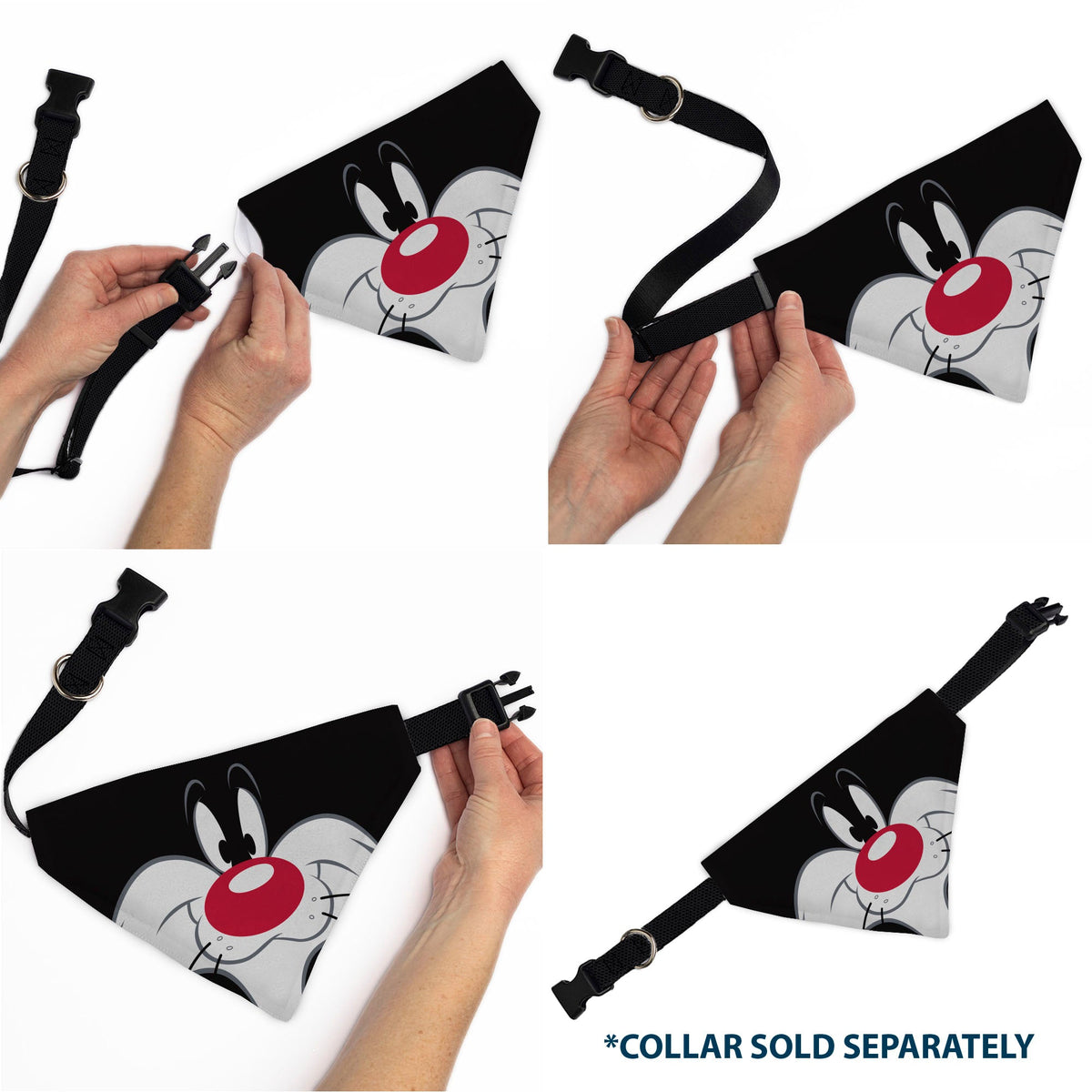 Pet Bandana - LOONEY TUNES Sylvester the Cat Face Close-Up Black