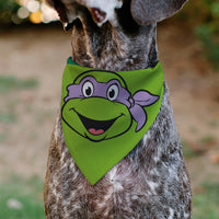 Pet Bandana - Ninja Turtles Donatello Face and Turtle Shell Character Close-Up Green