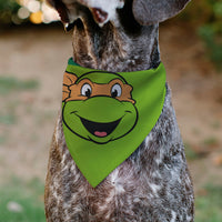 Pet Bandana - Ninja Turtles Michaelangelo Face and Turtle Shell Character Close-Up Green