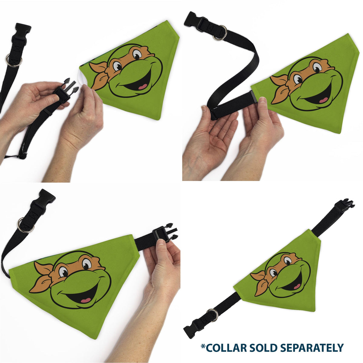 Pet Bandana - Ninja Turtles Michaelangelo Face and Turtle Shell Character Close-Up Green