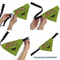 Pet Bandana - Ninja Turtles Michaelangelo Face and Turtle Shell Character Close-Up Green