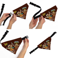 Pet Bandana - COCOA PEBBLES Fred Flintstone and Barney Rubble Cereal Box Print and Vivid Cereal Brown