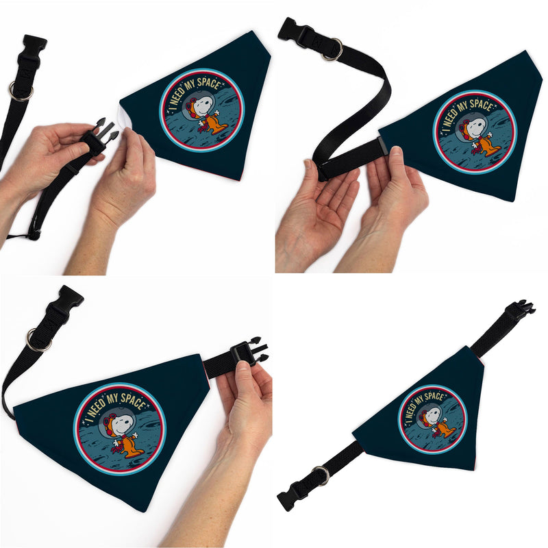 Pet Bandana - Peanuts Astronaut Snoopy I NEED MY SPACE Pose Blue