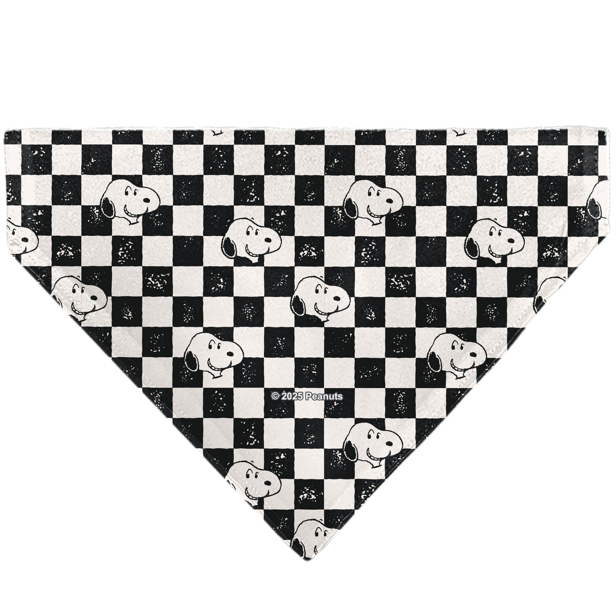 Snoopy Smiling Face Checker Pet Bandana – Peanuts Fan Gear Black/White