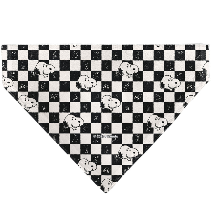 Snoopy Smiling Face Checker Pet Bandana – Peanuts Fan Gear Black/White