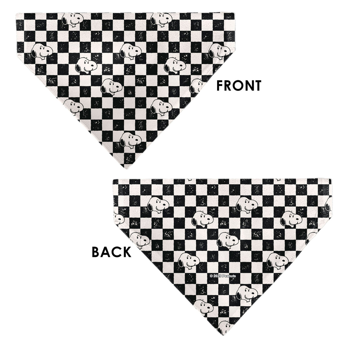 Snoopy Smiling Face Checker Pet Bandana – Peanuts Fan Gear Black/White