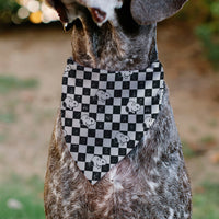 Snoopy Smiling Face Checker Pet Bandana – Peanuts Fan Gear Black/White