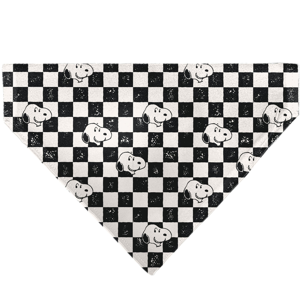 Snoopy Smiling Face Checker Pet Bandana – Peanuts Fan Gear Black/White