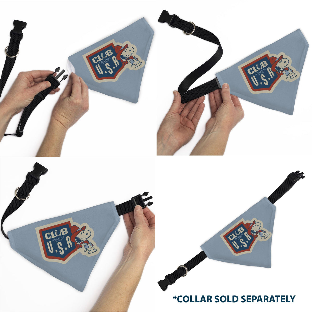 Snoopy Cowboy USA Pet Bandana – Peanuts Fan Gear Light Blue/Red/White