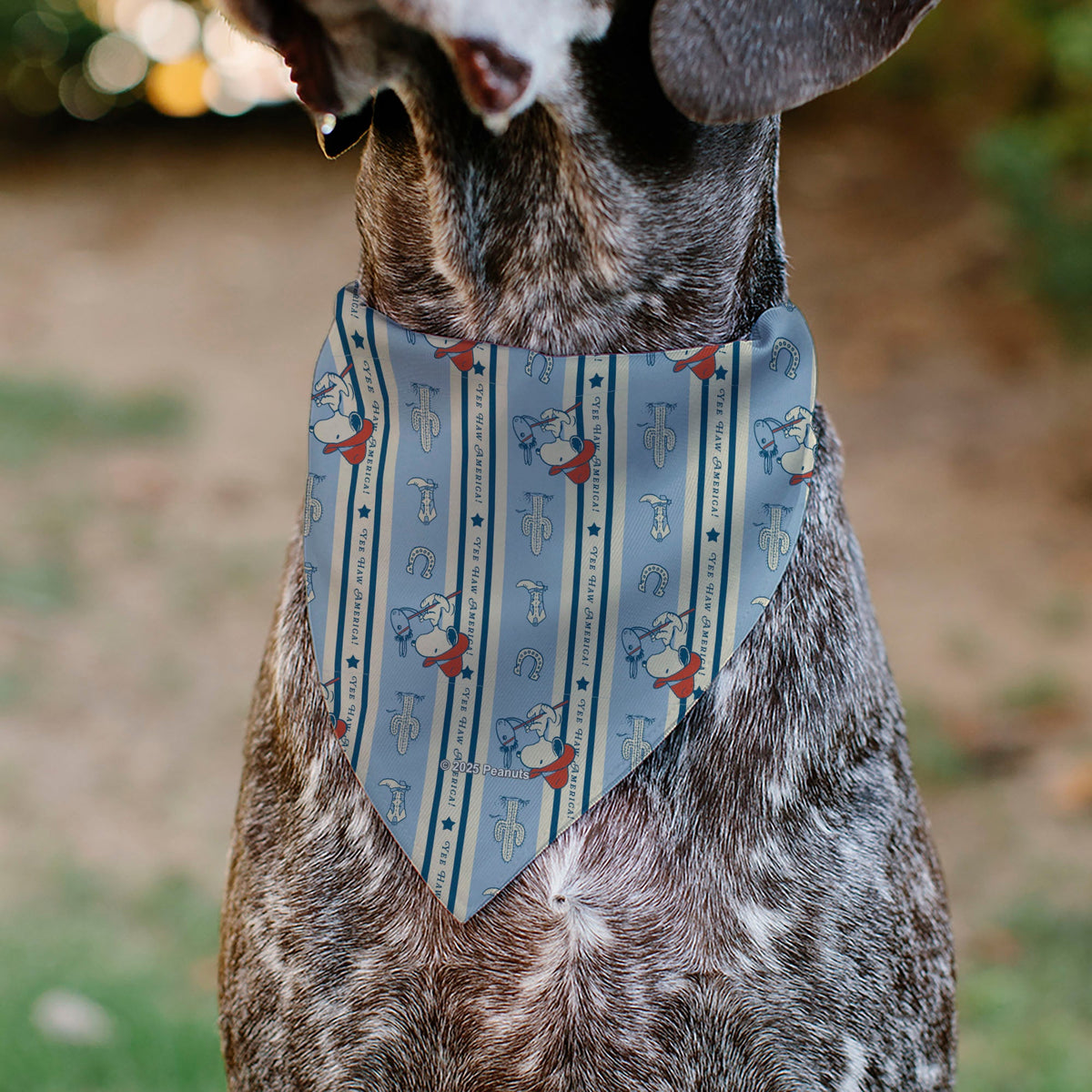 Snoopy YEE HAW America Pet Bandana – Peanuts Fan Gear Ivory/Blues/Red
