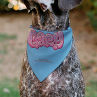 Pet Bandana - GARY the Snail Smiling Face Close-Up and Text Blue/Pinks