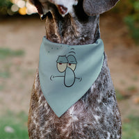 Pet Bandana - SQUIDWARD Frowning Face Close-Up and Text Blues