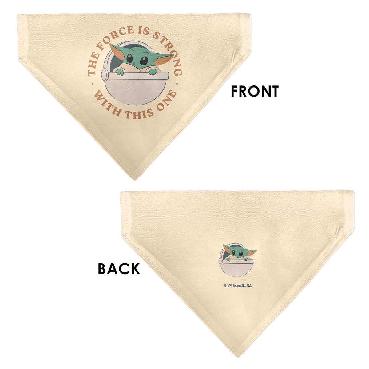 Pet Bandana - Star Wars The Mandalorian THE FORCE IS STRONG Grogu Pod Pose Beige/Tans