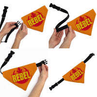 Pet Bandana - Star Wars REBEL Text and Rebel Alliance Insignia Orange/Red/Yellow