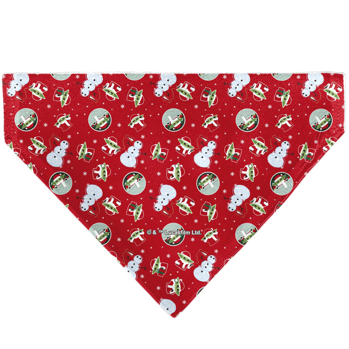 Pet Bandana - Star Wars Holiday Grogu Baby Yoga GALAXY GREETING'S Pose and Icons Red