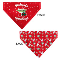 Pet Bandana - Star Wars Holiday Grogu Baby Yoga GALAXY GREETING'S Pose and Icons Red