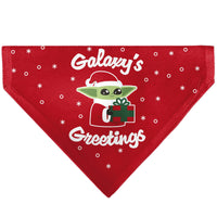 Pet Bandana - Star Wars Holiday Grogu Baby Yoga GALAXY GREETING'S Pose and Icons Red