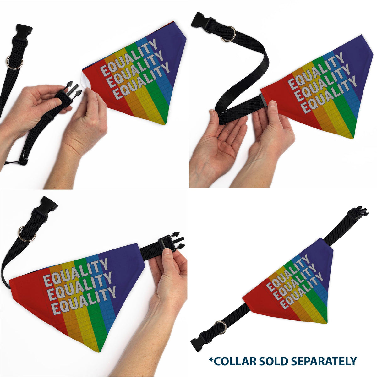 Pet Bandana - EQUALITY Blocks Rainbow/Blue/White