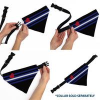 Pet Bandana - Flag Leather Black/Blue/Red/White