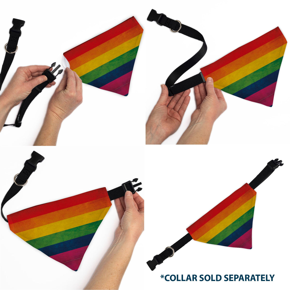Pet Bandana - Flag Pride Distressed Rainbow