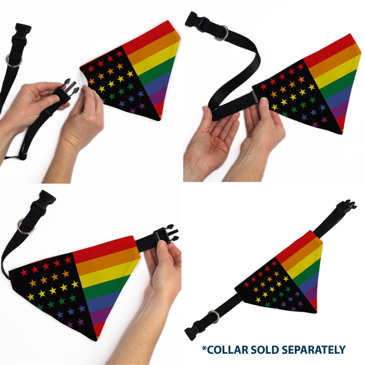 Pet Bandana - Flag American Pride Rainbow/Black