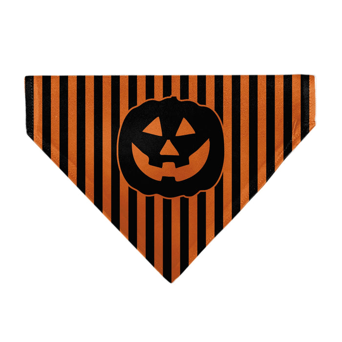 Pet Bandana - Jack-o'-Lantern Pumpkin Stripe Orange/Black