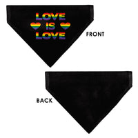 Pet Bandana - LOVE IS LOVE/Heart Black/Rainbow