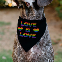 Pet Bandana - LOVE IS LOVE/Heart Black/Rainbow
