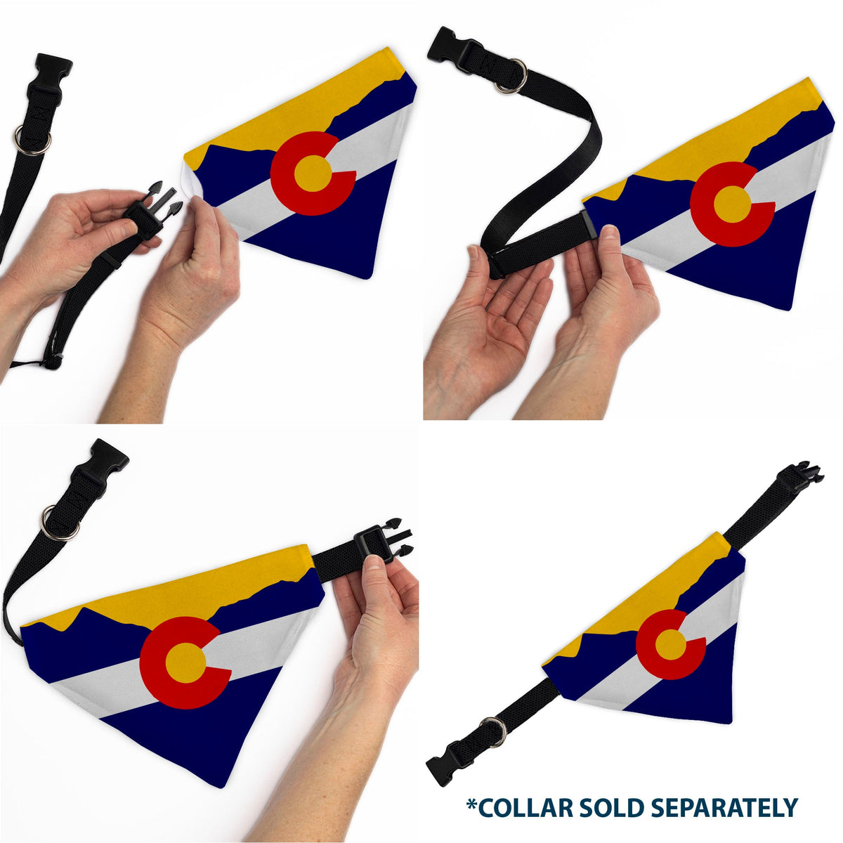 Pet Bandana - Colorado Flag/Mountain Silhouette Yellow