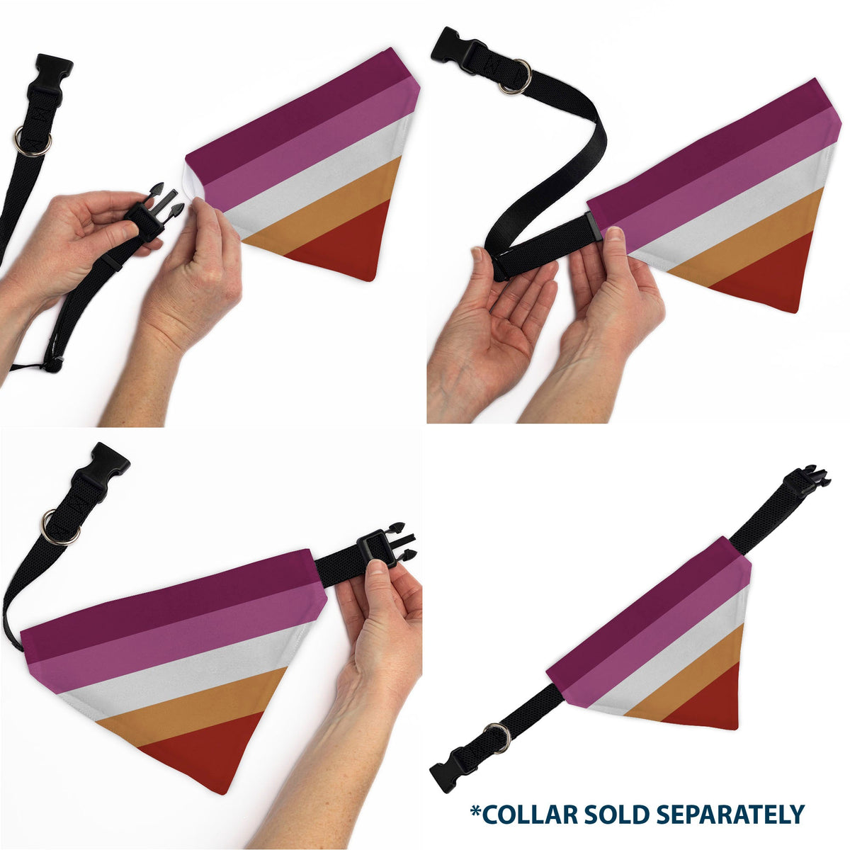 Pet Bandana - Flag Lesbian Five Stripe Oranges/White/Pinks