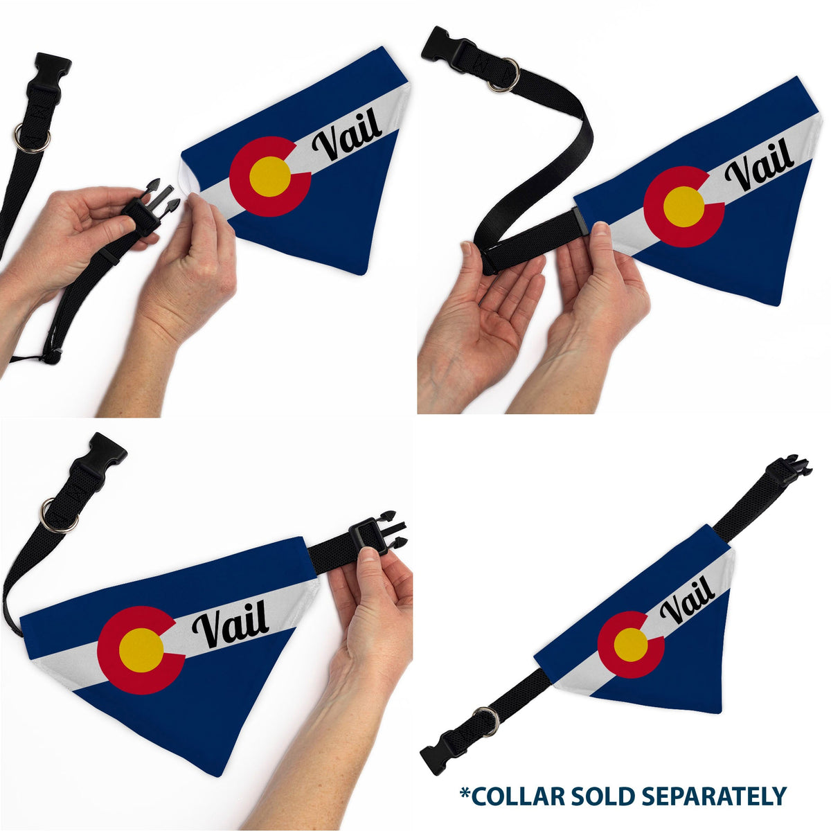 Pet Bandana - Colorado VAIL Flag Blue/White/Red/Yellow