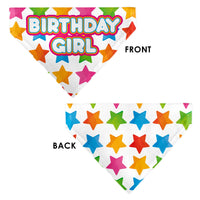Pet Bandana - BIRTHDAY GIRL Text and Stars White/Multi Color