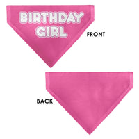 Pet Bandana - BIRTHDAY GIRL Text Pinks/White
