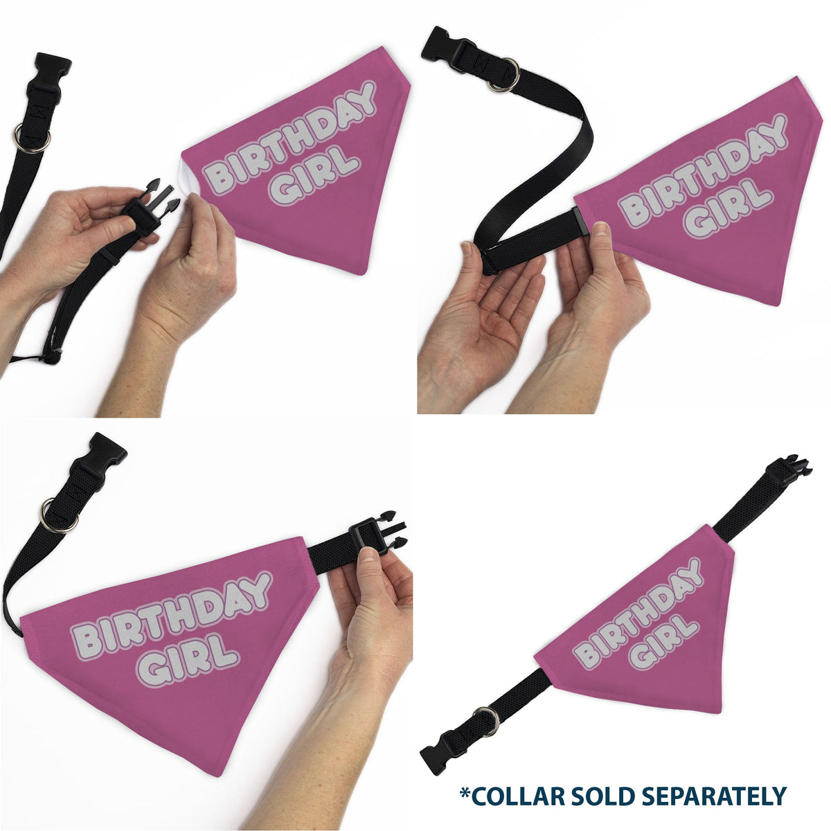 Pet Bandana - BIRTHDAY GIRL Text Pinks/White