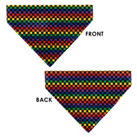 Pet Bandana - Checker Black/Rainbow Multi Color