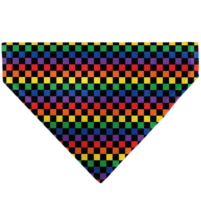 Pet Bandana - Checker Black/Rainbow Multi Color