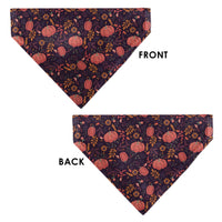 Pet Bandana - Fall Harvest Pumpkins and Flowers Collage Purples/Orange/Greens