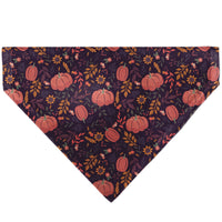 Pet Bandana - Fall Harvest Pumpkins and Flowers Collage Purples/Orange/Greens
