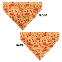 Pet Bandana - Fall Harvest Pumpkins and Flowers Collage Tan/Orange/Yellows