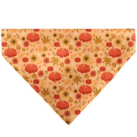 Pet Bandana - Fall Harvest Pumpkins and Flowers Collage Tan/Orange/Yellows