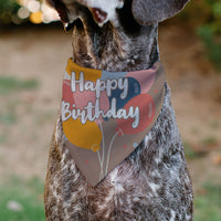 Pet Bandana - HAPPY BIRTHDAY Text and Balloons Tan/Multi Color