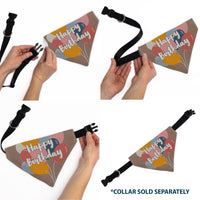 Pet Bandana - HAPPY BIRTHDAY Text and Balloons Tan/Multi Color