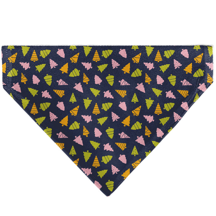 Pet Bandana - Holiday Christmas Trees Collage Navy/Multi Color
