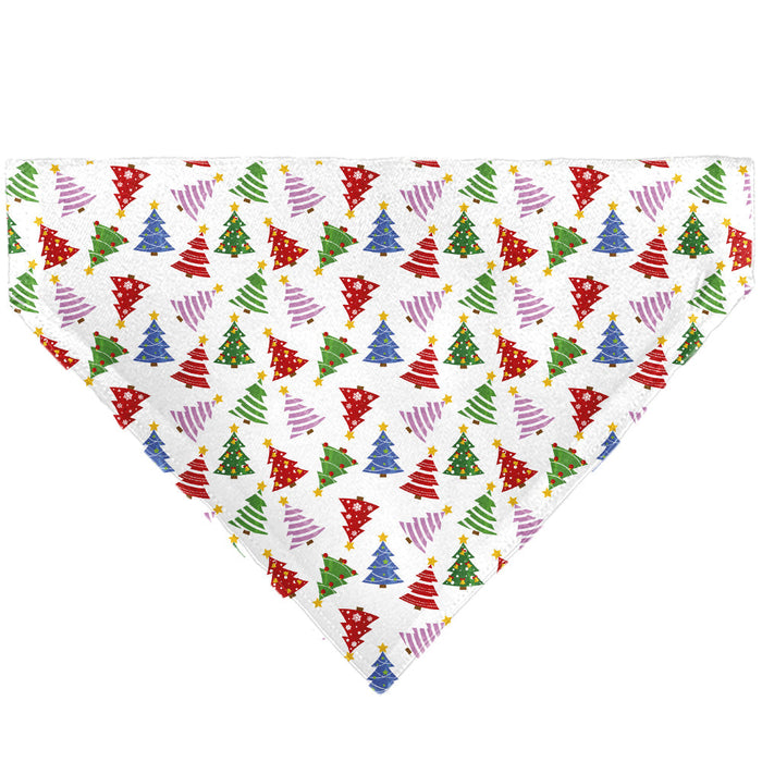 Pet Bandana - Holiday Decorated Christmas Trees Collage White/Multi Color
