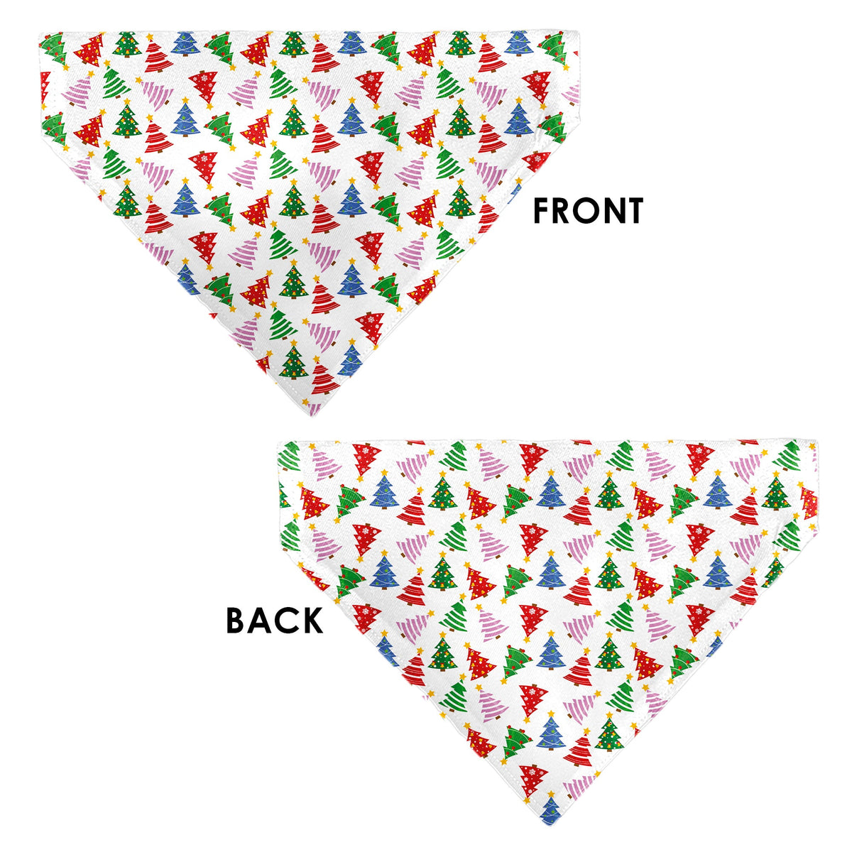 Pet Bandana - Holiday Decorated Christmas Trees Collage White/Multi Color