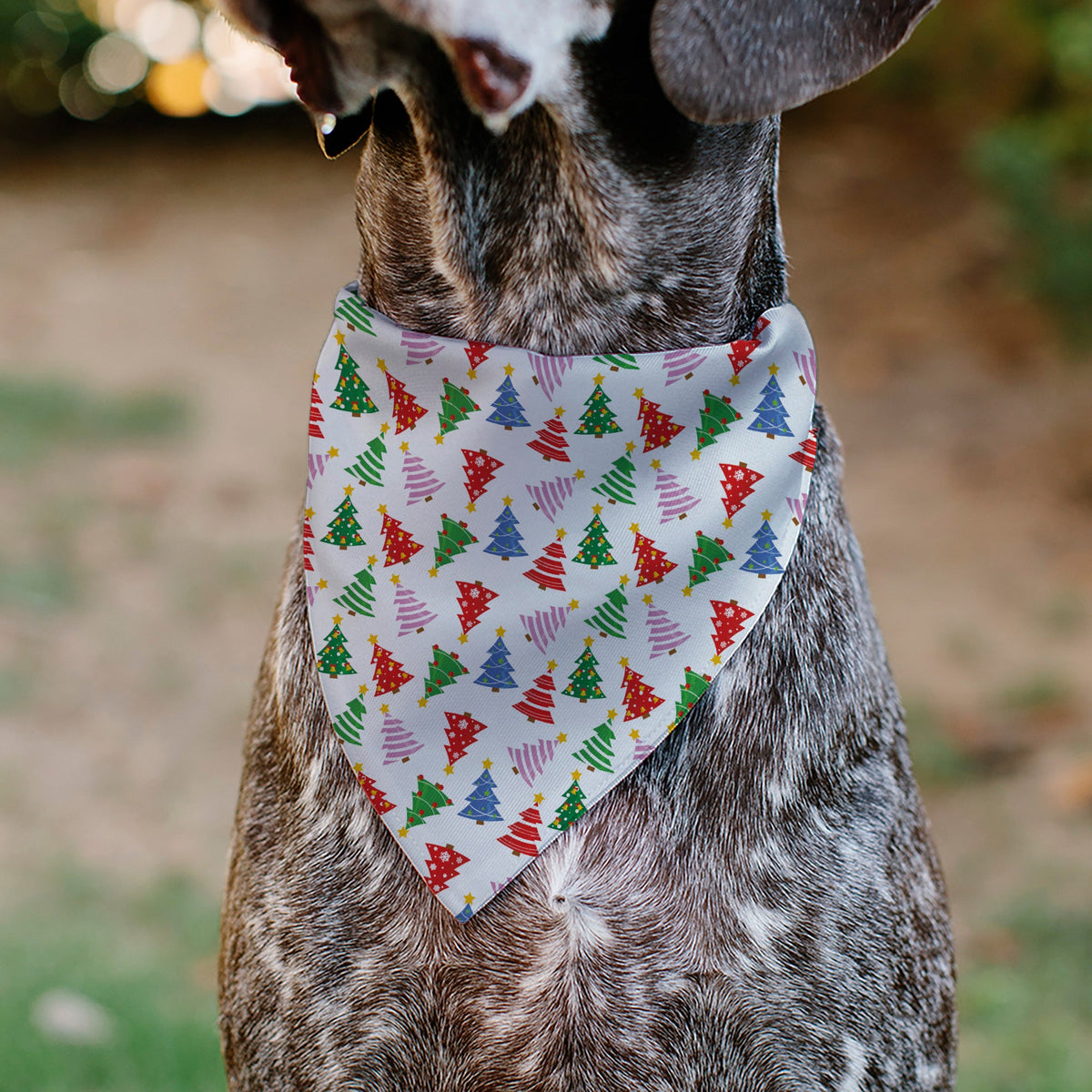 Pet Bandana - Holiday Decorated Christmas Trees Collage White/Multi Color
