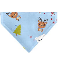Pet Bandana - Holiday Winter Animals and Christmas Trees Collage Baby Blue